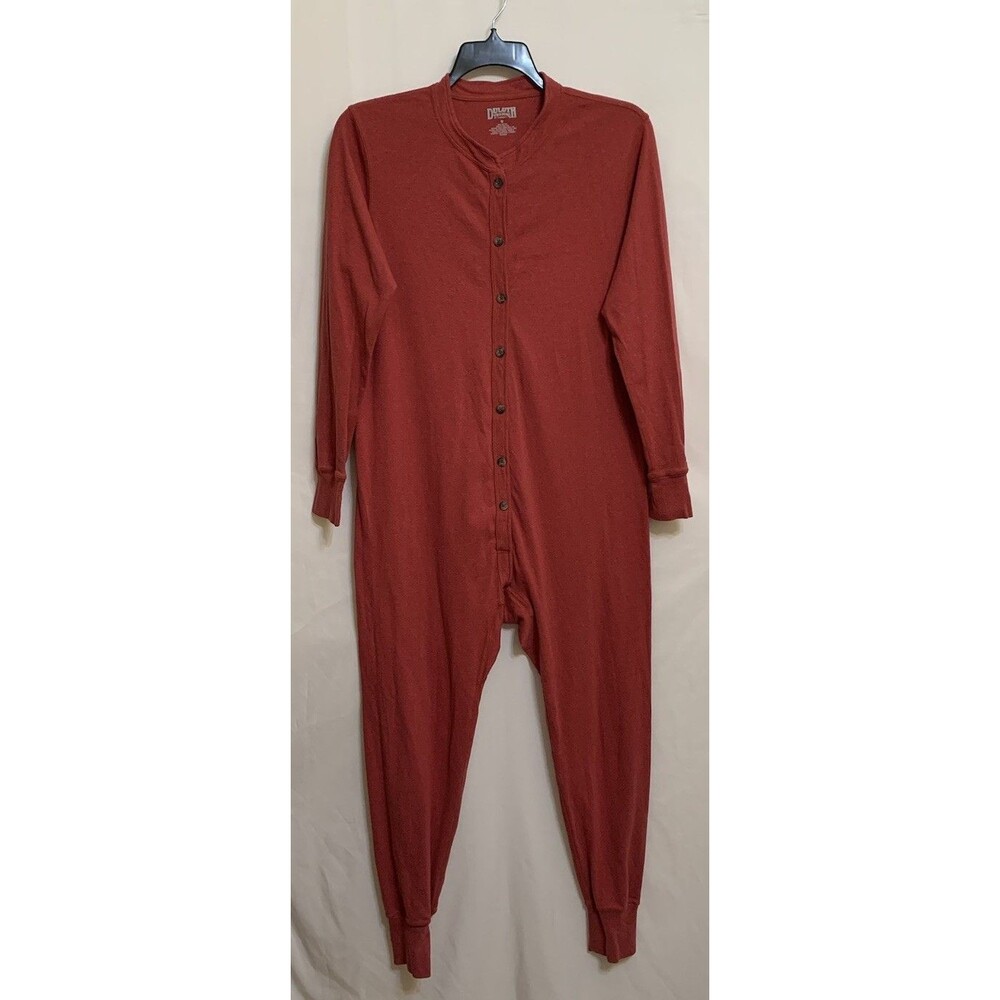 Duluth Trading Co Mens Size Medium Red Union Suit Long Johns One Piece Pajamas